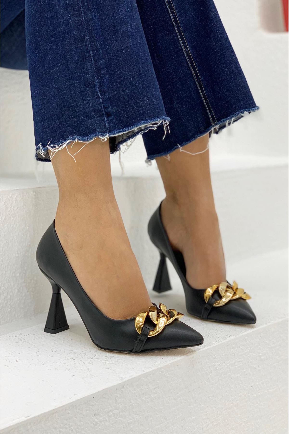 Sulina Siyah Bayan Topuklu Ayakkabı