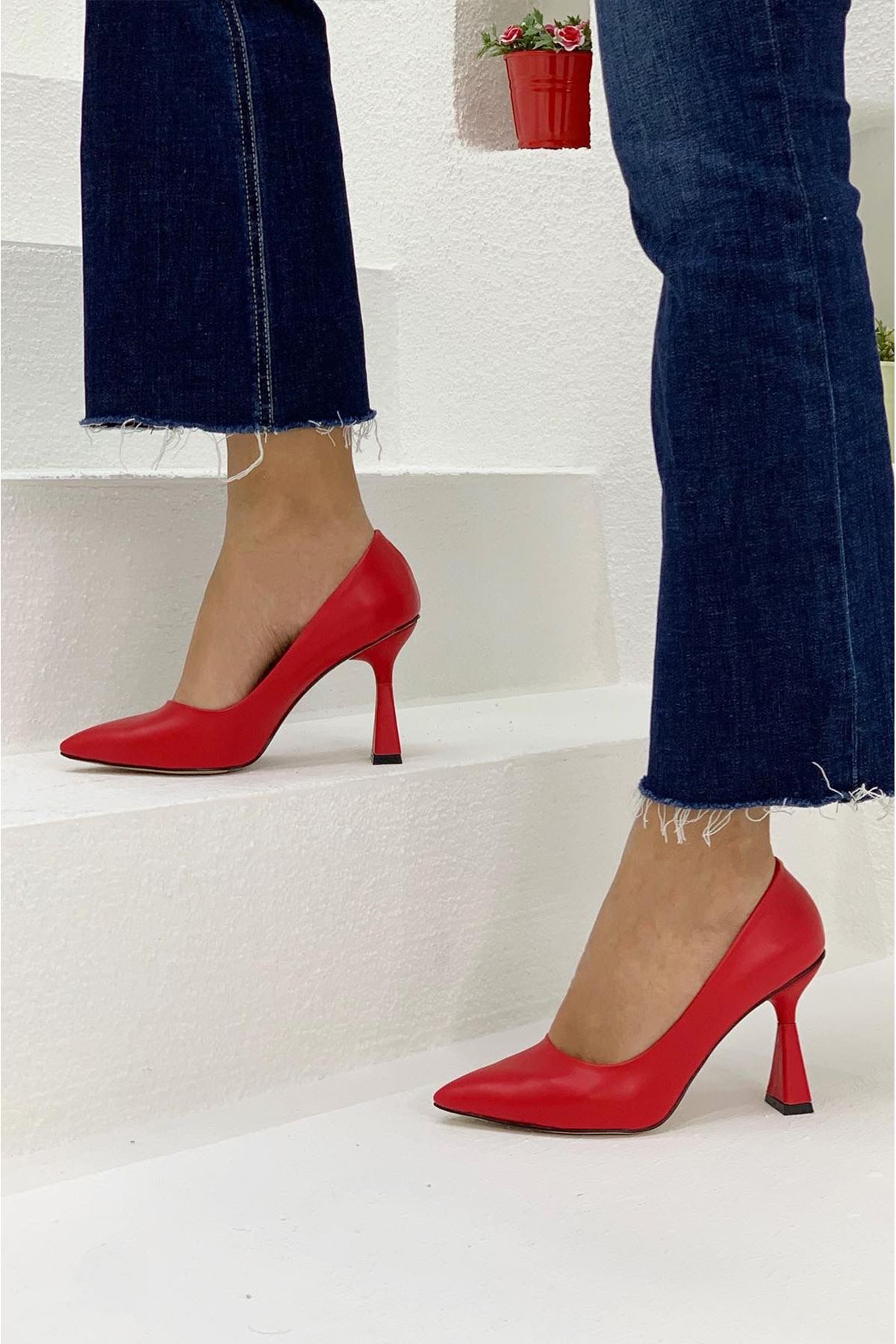 Telma Kırmızı  Bayan Topuklu Ayakkabı