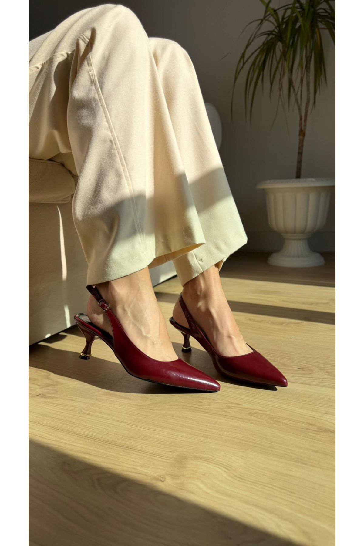 SİNYORA Bordo Bayan Topuklu Ayakkabı