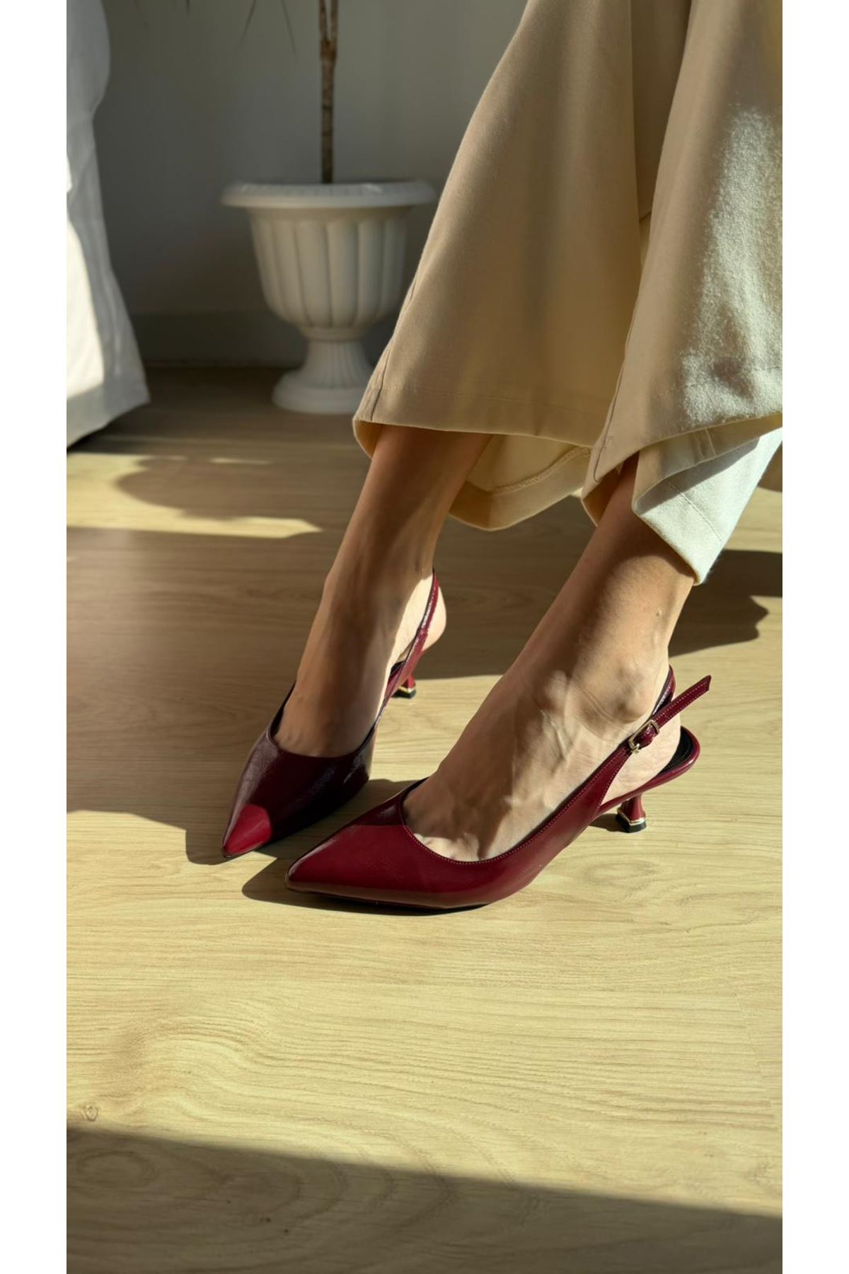 SİNYORA Bordo Bayan Topuklu Ayakkabı