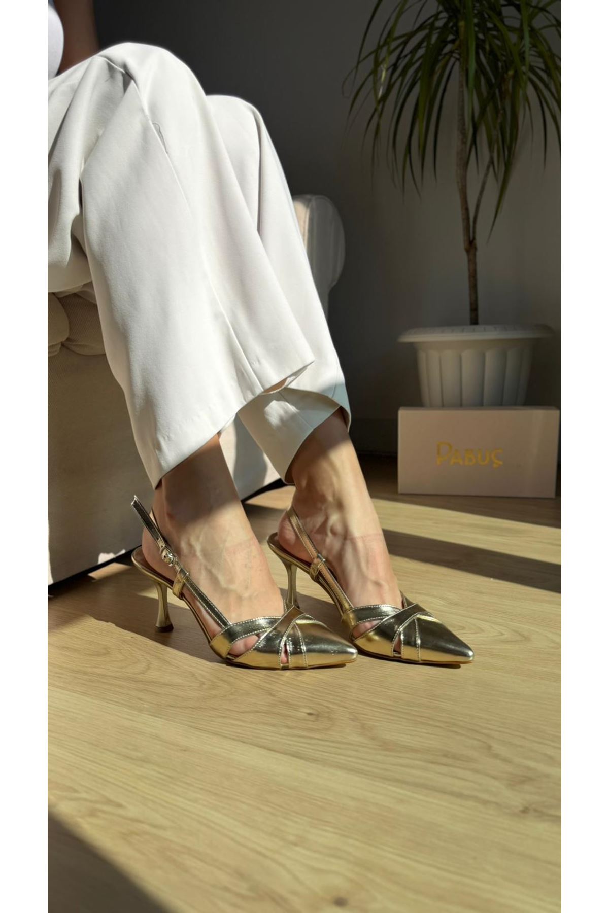 BONİTA Altın Bayan Topuklu Ayakkabı