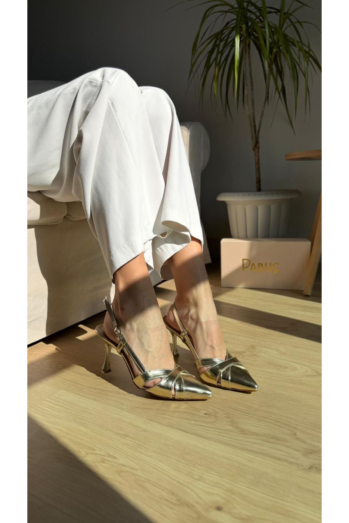 BONİTA Altın Bayan Topuklu Ayakkabı