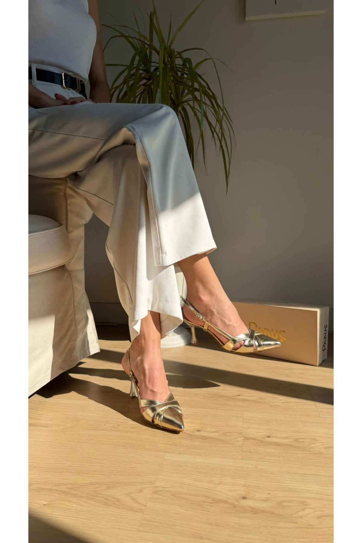 BONİTA Altın Bayan Topuklu Ayakkabı