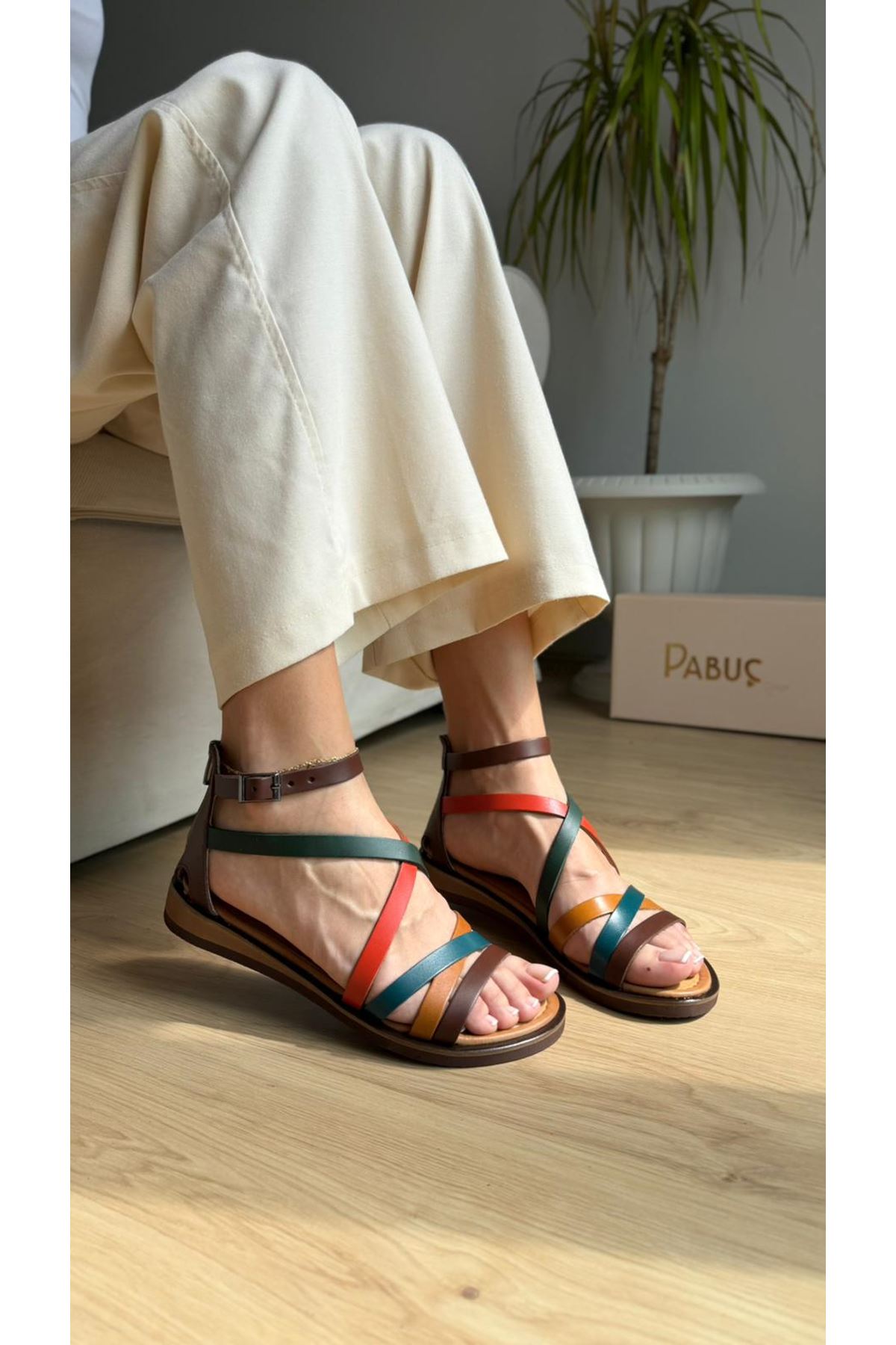 Kali Hakiki Deri Multi Sandalet