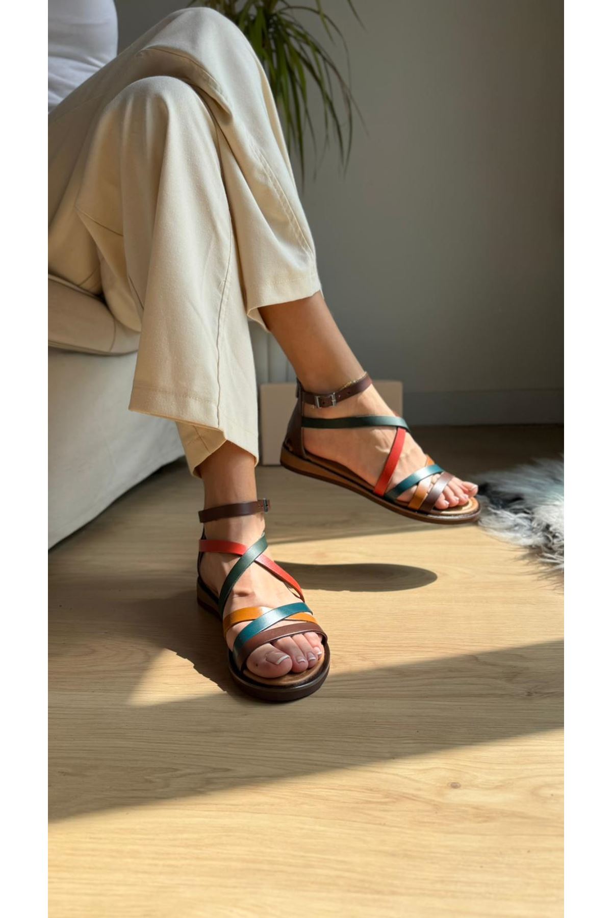 Kali Hakiki Deri Multi Sandalet