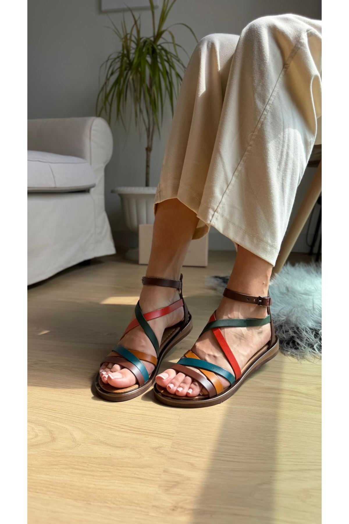 Kali Hakiki Deri Multi Sandalet