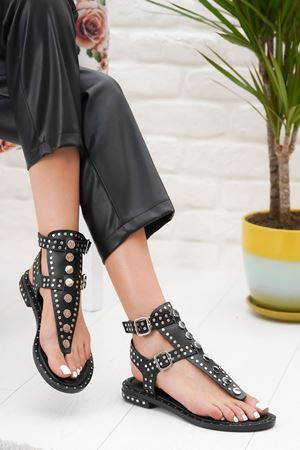 Kleopatra Deri Siyah Sandalet