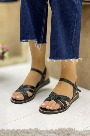 Bonita Deri Siyah Sandalet