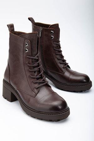 DERİMON Kahve Hakiki Deri Bayan Bot