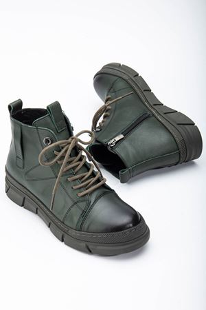 LENA Yeşil Hakiki Deri Bayan Bot