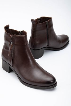 GALİZO Kahve Hakiki Deri Bayan Bot