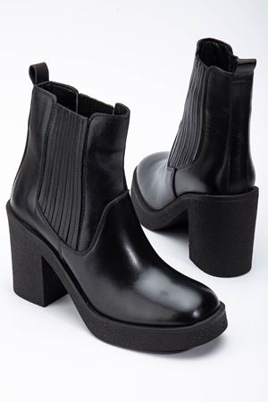 DOMİNA Siyah Hakiki Deri Bayan Bot