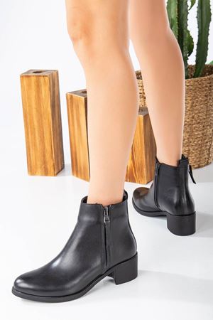 GALİZO Siyah Hakiki Deri Bayan Bot