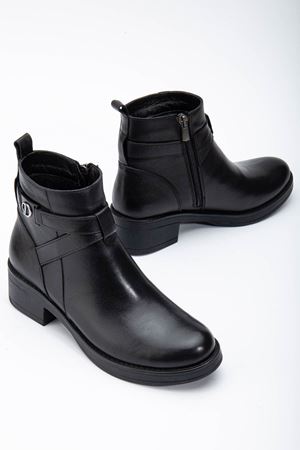 JENA Siyah Hakiki Deri Bayan Bot