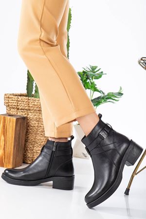 JENA Siyah Hakiki Deri Bayan Bot