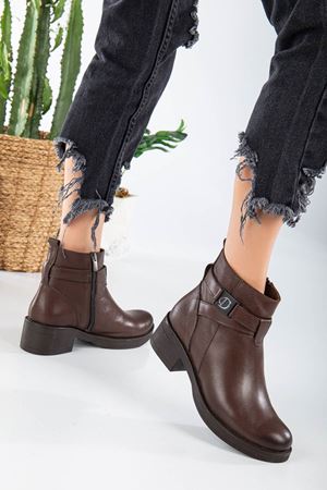 JENA Kahve Hakiki Deri Bayan Bot