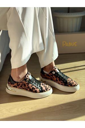 Leo Kahve Leopar Bayan Spor Ayakkabı