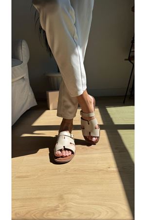 Carisa Ortopedik Hakiki Deri Krem Terlik