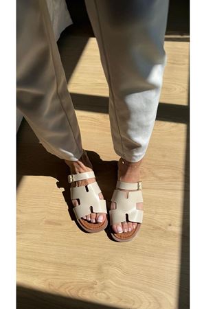 Carisa Ortopedik Hakiki Deri Krem Terlik