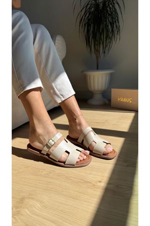 Carisa Ortopedik Hakiki Deri Krem Terlik