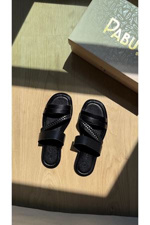 Luana Ortopedik Hakiki Deri Siyah Terlik