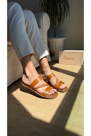 Luana Ortopedik Hakiki Deri Taba Terlik