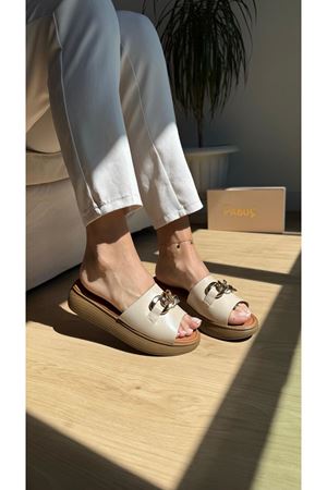 Porto Ortopedik Hakiki Deri Krem Terlik