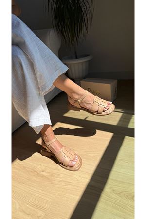 Bella Hakiki Deri Vizon Sandalet