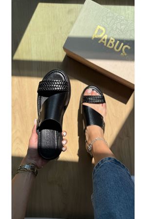 Elegans Ortopedik Hakiki Deri Siyah Terlik