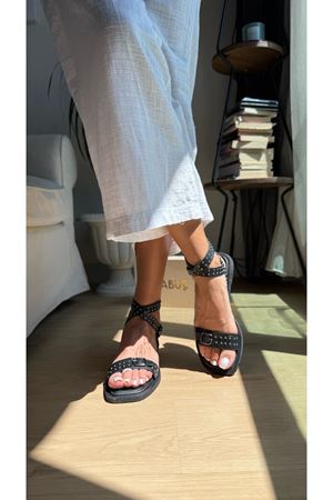 Morano Hakiki Deri Siyah Sandalet