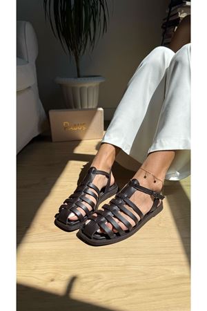 Arina Hakiki Deri Kahve Sandalet