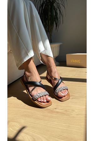 Milly Hakiki Deri Leopar Sandalet