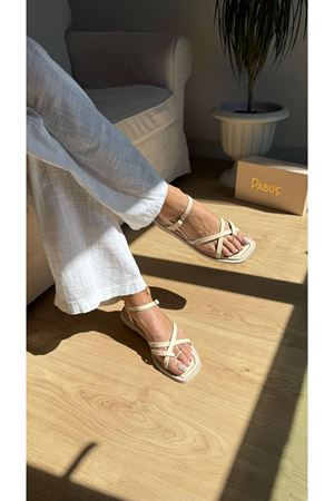 Havana Hakiki Deri Krem Sandalet