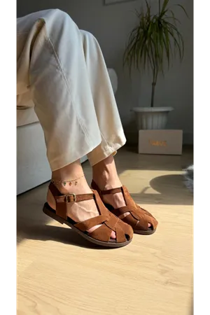 MELO Hakiki Deri Taba Süet Sandalet